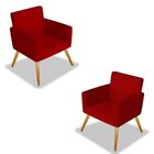 Kit 2 Poltronas Decorativa Cadeira Recepcao Nina Vermelha