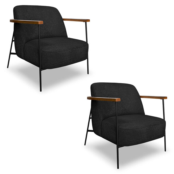 Kit 2 Poltronas Decorativa Celeste Linho Bouclê Base De Ferro