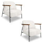 Kit 2 Poltronas Decorativa Celeste Linho Bouclê Bege Pérola B