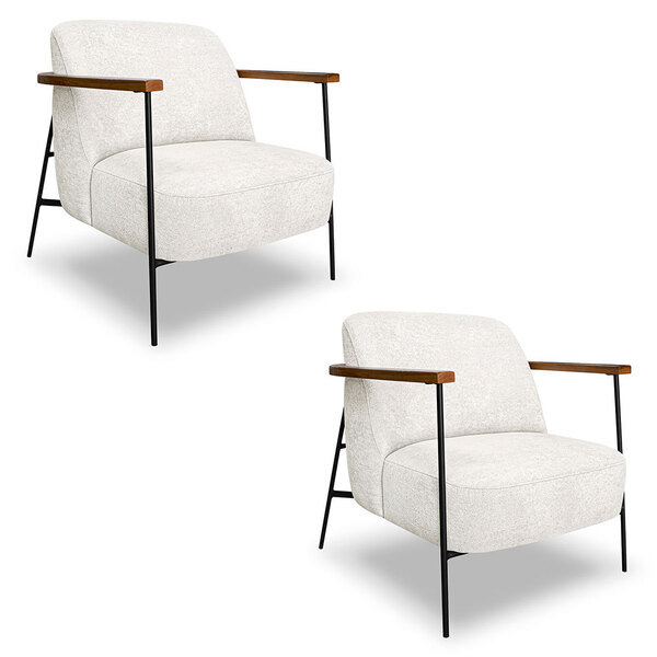 Kit 2 Poltronas Decorativa Celeste Linho Bouclê Bege Pérola B