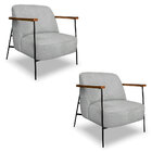 Kit 2 Poltronas Decorativa Celeste Linho Bouclê Cinza Claro B