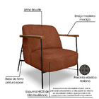 Kit 2 Poltronas Decorativa Celeste Linho Bouclê Marrom Base D