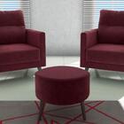 Kit 2 Poltronas Decorativa Chicago Com Puff - Vinho Veludo
