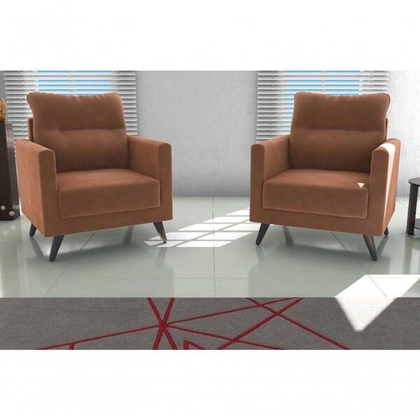 Kit 2 Poltronas Decorativa Chicago - Ferrugem Veludo