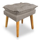 Kit 2 Poltronas Decorativa E Puff Opala Luxo Linho Cappuccino