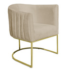 Kit 2 Poltronas Decorativa Elisa Suede Base De Ferro Dourado