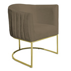 Kit 2 Poltronas Decorativa Elisa Suede Marrom Rato Base De Fe