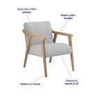 Kit 2 Poltronas Decorativa Flavia Tecido Linho Cinza Madeira