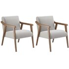 Kit 2 Poltronas Decorativa Flavia Tecido Linho Cru Madeira Ma