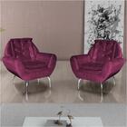 Kit 2 Poltronas Decorativa Glória - Veludo Turkey Vinho