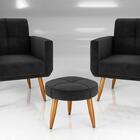 Kit 2 Poltronas Decorativa Havana Com Puff - Preto Veludo
