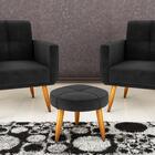 Kit 2 Poltronas Decorativa Havana Com Puff - Preto Veludo