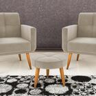 Kit 2 Poltronas Decorativa Havana Puff Marrom Claro Veludo