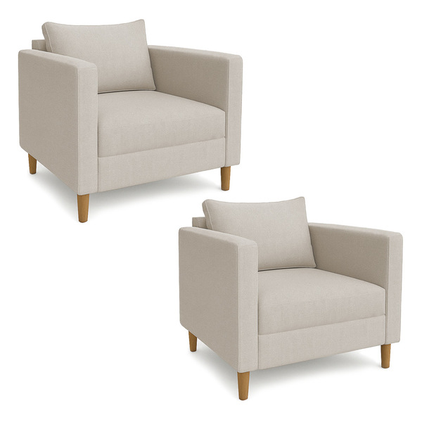 Kit 2 Poltronas Decorativa Helena Linho Bege Dal Poz Estofados