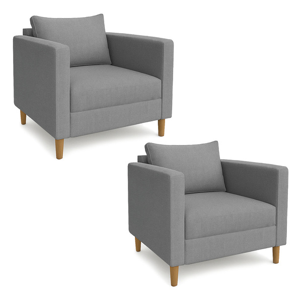 Kit 2 Poltronas Decorativa Helena Linho Cinza Dal Poz Estofad