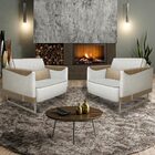 Kit 2 Poltronas Decorativa Lana Linho Off White G05 - Gran Be