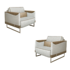 Kit 2 Poltronas Decorativa Lana Linho Off White G05 - Gran Be