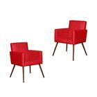 Kit 2 Poltronas Decorativa Lari Casa Recepção Suede Vermelho