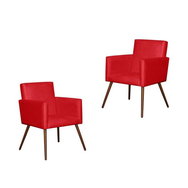 Kit 2 Poltronas Decorativa Lari Casa Recepção Suede Vermelho
