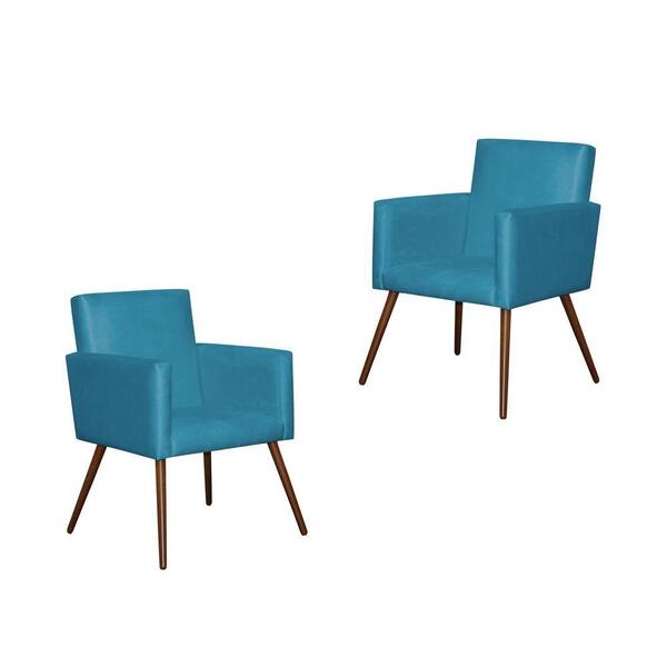 Kit 2 Poltronas Decorativa Lari Sala Recepção Suede Azul