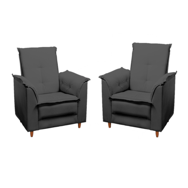 Kit 2 Poltronas Decorativa Lorena D26 Suede Cinza Tana Decor