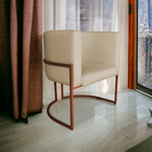 Kit 2 Poltronas Decorativa Luana Base Bronze Pu Bege - Montan