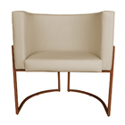 Kit 2 Poltronas Decorativa Luana Base Bronze Pu Bege - Montan