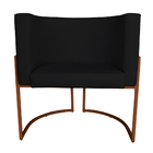 Kit 2 Poltronas Decorativa Luana Base Bronze Pu Preto - Monta