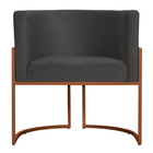 Kit 2 Poltronas Decorativa Luana Base Bronze Veludo Cinza- Mo