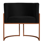 Kit 2 Poltronas Decorativa Luana Base Bronze Veludo Preto - M