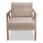 Kit 2 Poltronas Decorativa Luiza Linho Areia Base Em Madeira