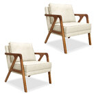 Kit 2 Poltronas Decorativa Luiza Linho Base Em Madeira Castan