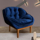 Kit 2 Poltronas Decorativa Marcela Veludo Azul Marinho Base M