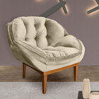 Kit 2 Poltronas Decorativa Marcela Veludo Base Madeira Castan