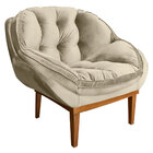 Kit 2 Poltronas Decorativa Marcela Veludo Base Madeira Castan