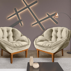 Kit 2 Poltronas Decorativa Marcela Veludo Bege Dal Poz Estofa