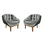 Kit 2 Poltronas Decorativa Marcela Veludo Cinza Dal Poz Estof