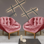 Kit 2 Poltronas Decorativa Marcela Veludo Rosa Dal Poz Estofa