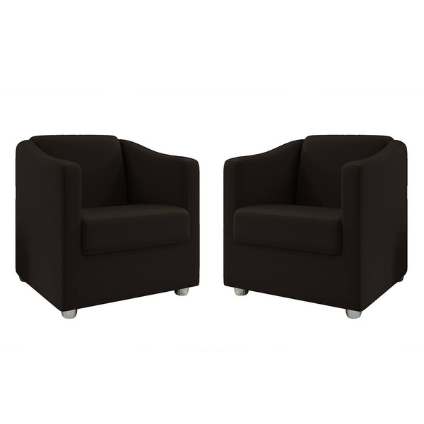 Kit 2 Poltronas Decorativa Mariana Suede Marrom Dal Poz Estof