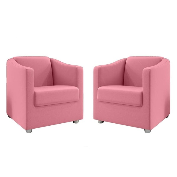 Kit 2 Poltronas Decorativa Mariana Suede Rosa Dal Poz Estofad