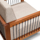 Kit 2 Poltronas Decorativa Marilia Linho Areia Base Em Madeir