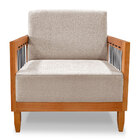 Kit 2 Poltronas Decorativa Marilia Linho Areia Base Em Madeir