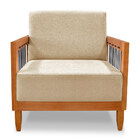 Kit 2 Poltronas Decorativa Marilia Linho Dourado Base Em Made