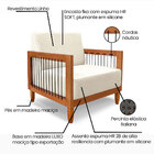 Kit 2 Poltronas Decorativa Marilia Linho Natural Base Em Made