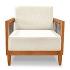 Kit 2 Poltronas Decorativa Marilia Linho Natural Base Em Made