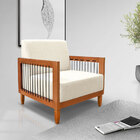 Kit 2 Poltronas Decorativa Marilia Linho Natural Base Em Made