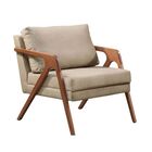 Kit 2 Poltronas Decorativa Mona Luxo Linho Bege Base Madeira