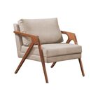 Kit 2 Poltronas Decorativa Mona Luxo Veludo Bege Base Madeira