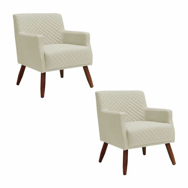Kit 2 Poltronas Decorativa Nagoya Pés Madeira Veludo Bege G15