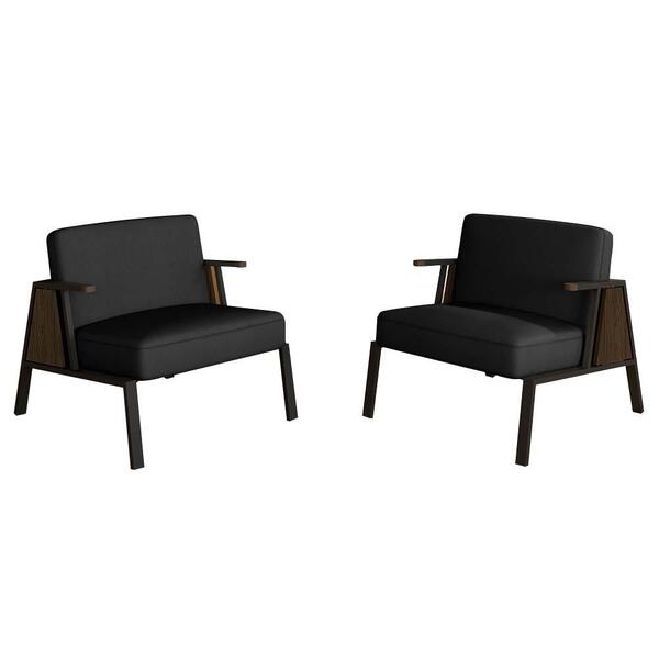 Kit 2 Poltronas Decorativa Newark Preto/imbuia/preto - M. Ara